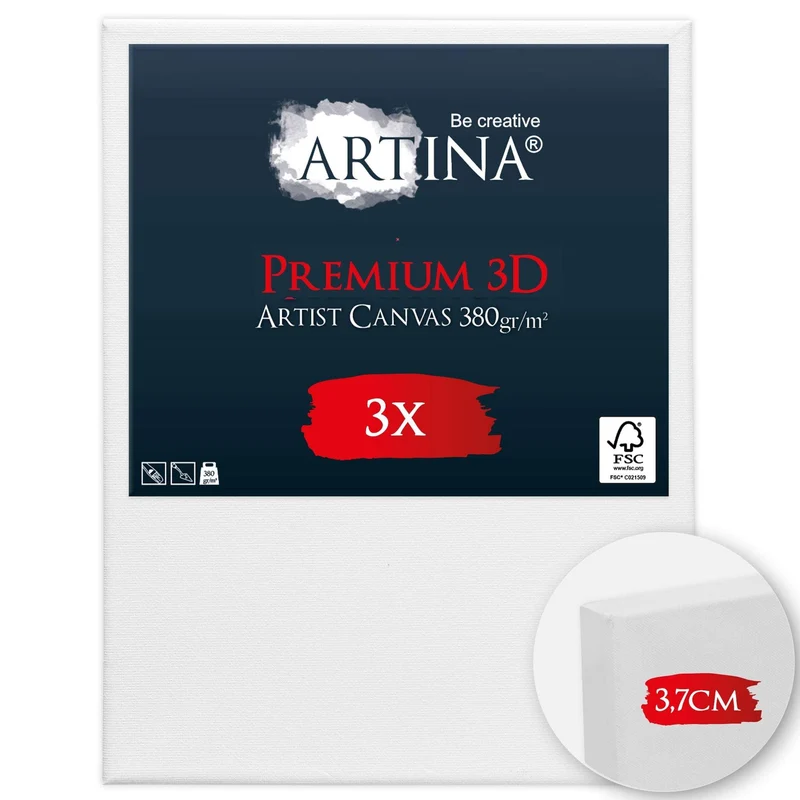 Artina 3er Set Premium 3D Leinwand auf Keilrahmen 380g/m² - div Größen
