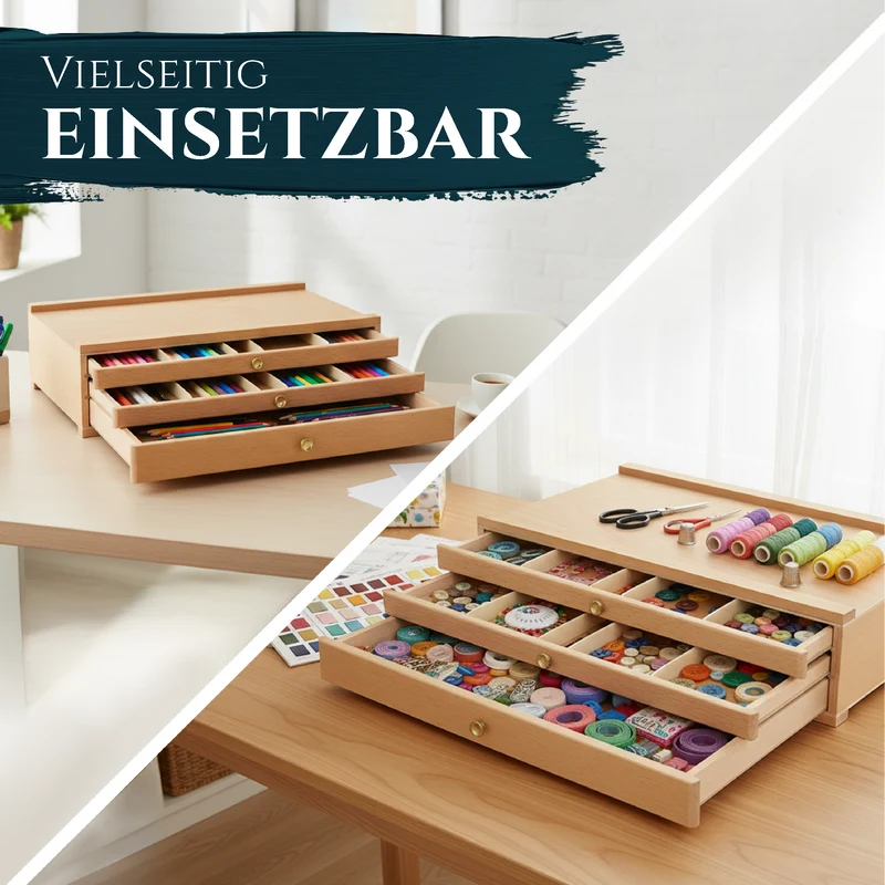 Artina Holzkasten Troyes Holzkoffer Werkzeugkoffer mit 3 Schubladen