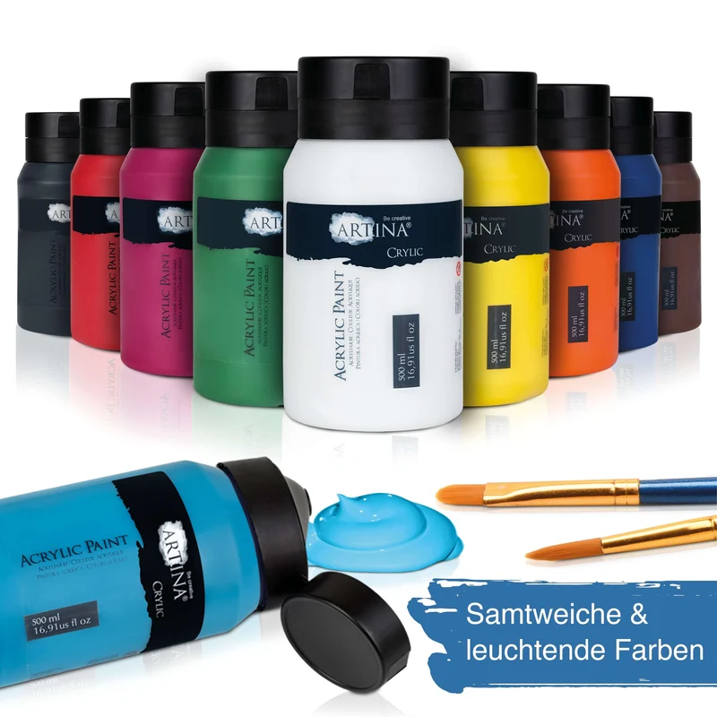 Artina Crylic Acrylfarbe Tuben Set 10x500ml