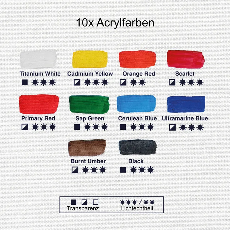 Artina Crylic Acrylfarbe Tuben Set 10x500ml
