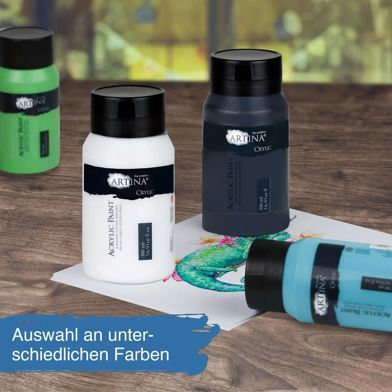 Artina Acrylfarbe Schwarz Weiss 500ml 1000ml Crylic
