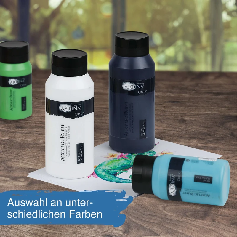 Artina Acrylfarbe Schwarz Weiss 500ml 1000ml Crylic