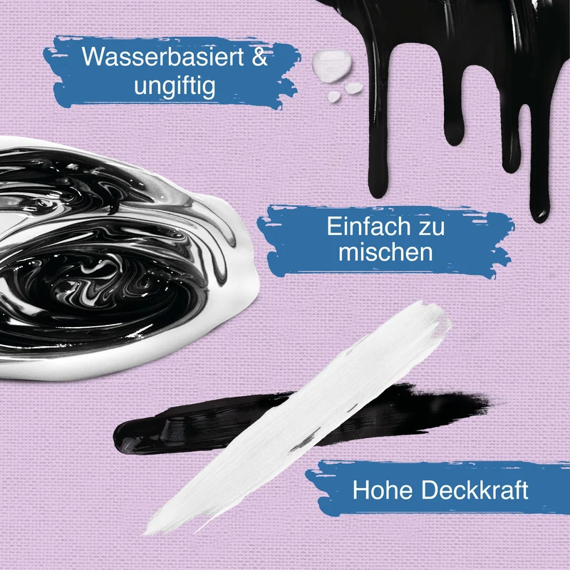 Artina Acrylfarbe Schwarz Weiss 500ml 1000ml Crylic
