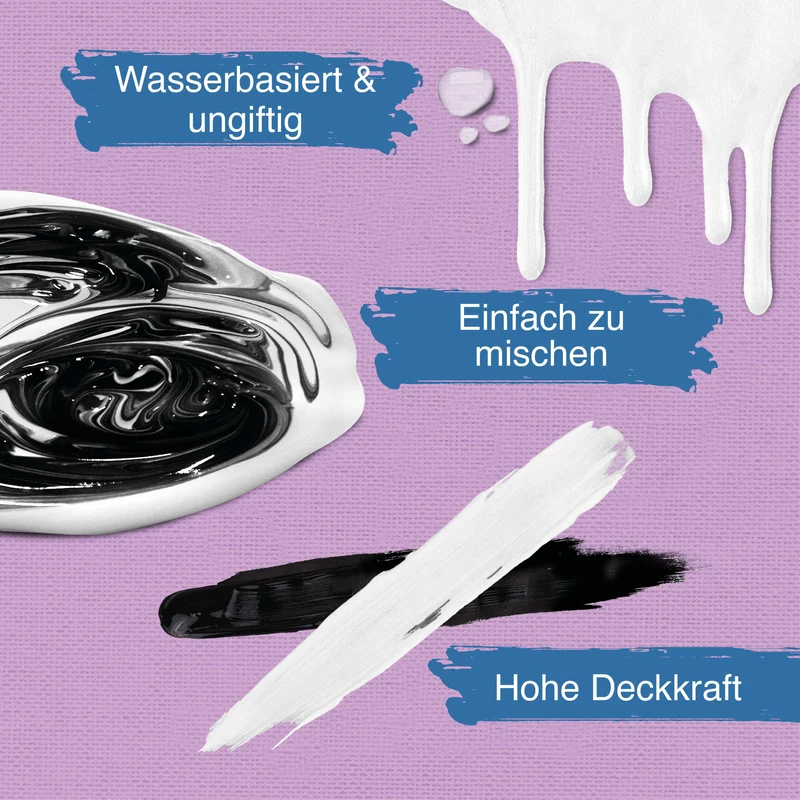 Artina Acrylfarbe Schwarz Weiss 500ml 1000ml Crylic