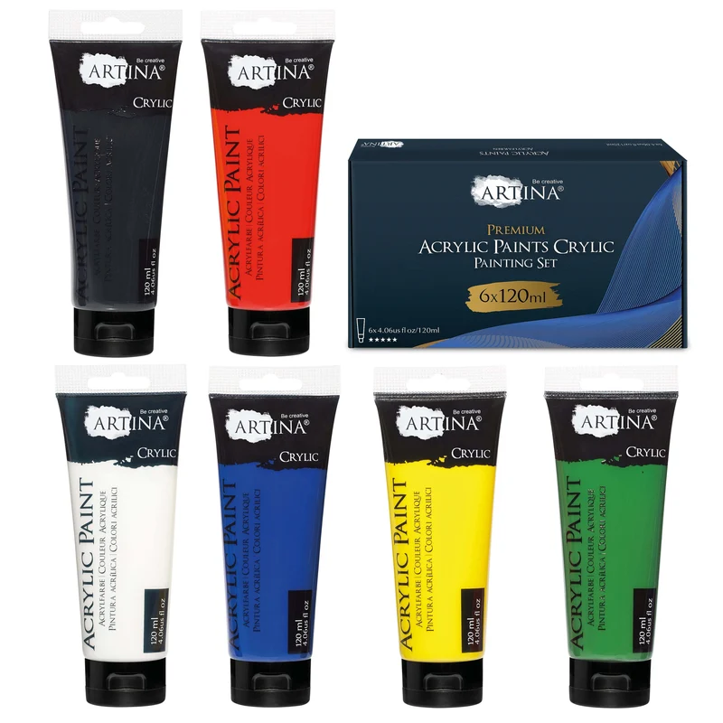 Artina Crylic Starter-Set Acrylfarbe Tuben 6x120ml