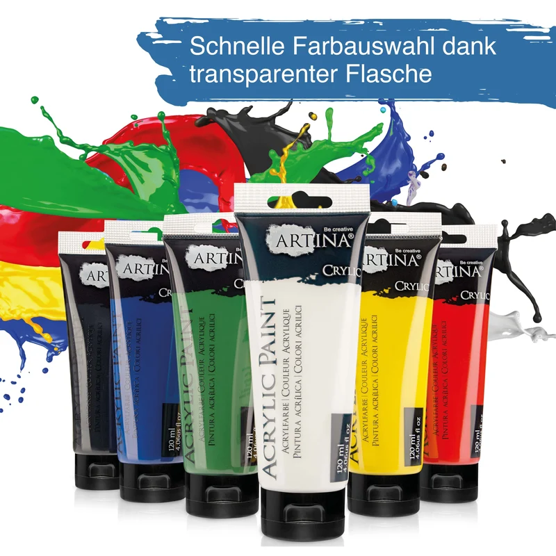Artina Crylic Starter-Set Acrylfarbe Tuben 6x120ml