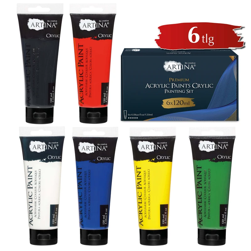 Artina Crylic Starter-Set Acrylfarbe Tuben 6x120ml