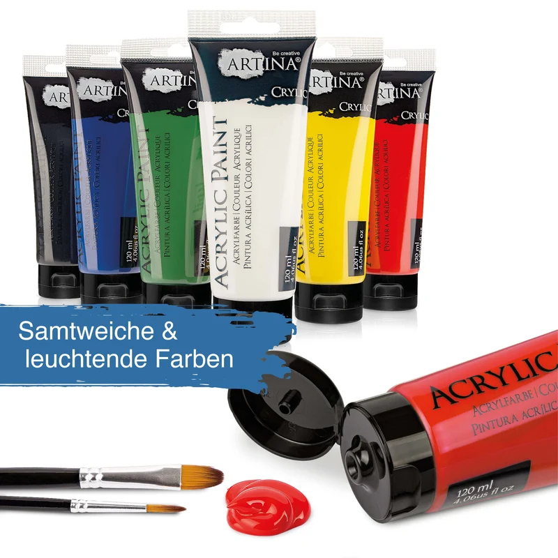 Artina Crylic Starter-Set Acrylfarbe Tuben 6x120ml