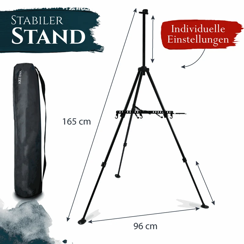 Artina Aluminium-Staffelei Paris Teleskop Feldstaffelei Tischstaffelei