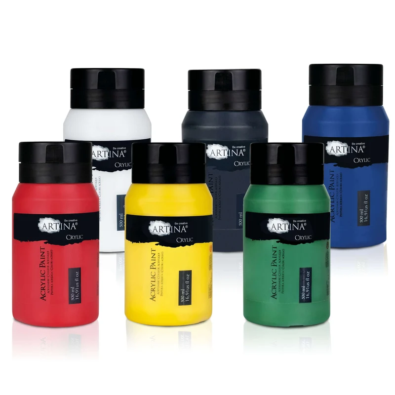 Artina Crylic Acrylfarbe Tuben Set 6 x 500ml hochwertige Künstlerfarbe