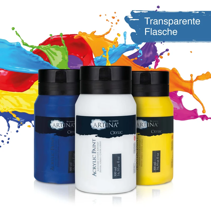 Artina Crylic Acrylfarbe Tuben Set 6 x 500ml hochwertige Künstlerfarbe