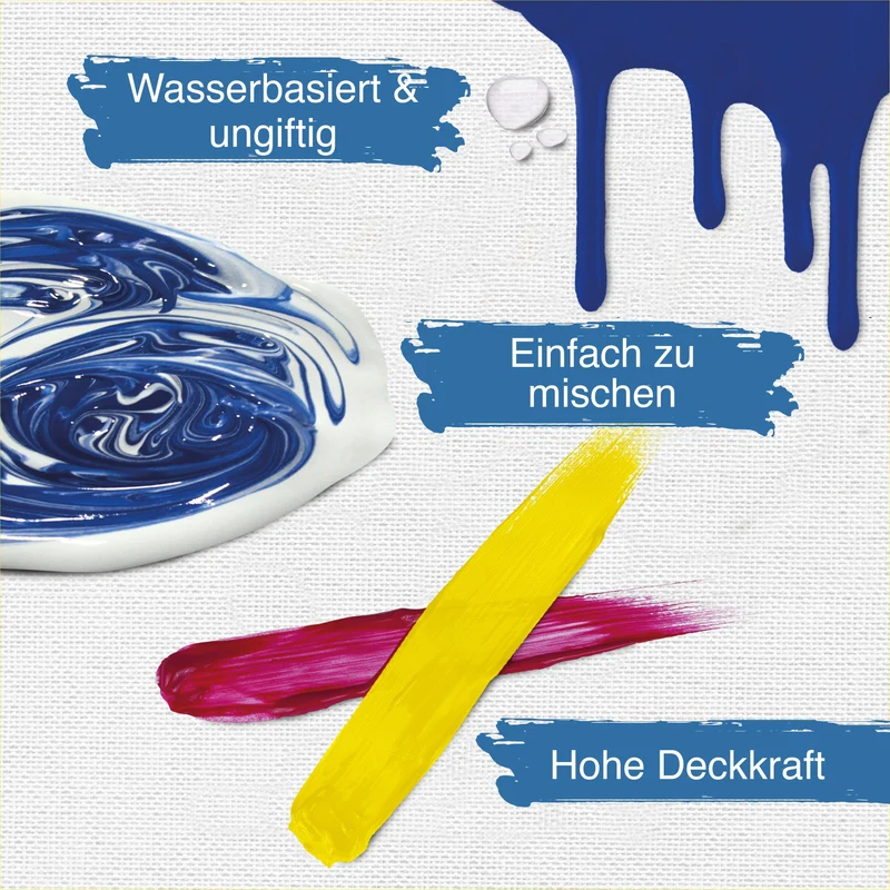 Artina Crylic Acrylfarbe Tuben Set 6 x 500ml hochwertige Künstlerfarbe