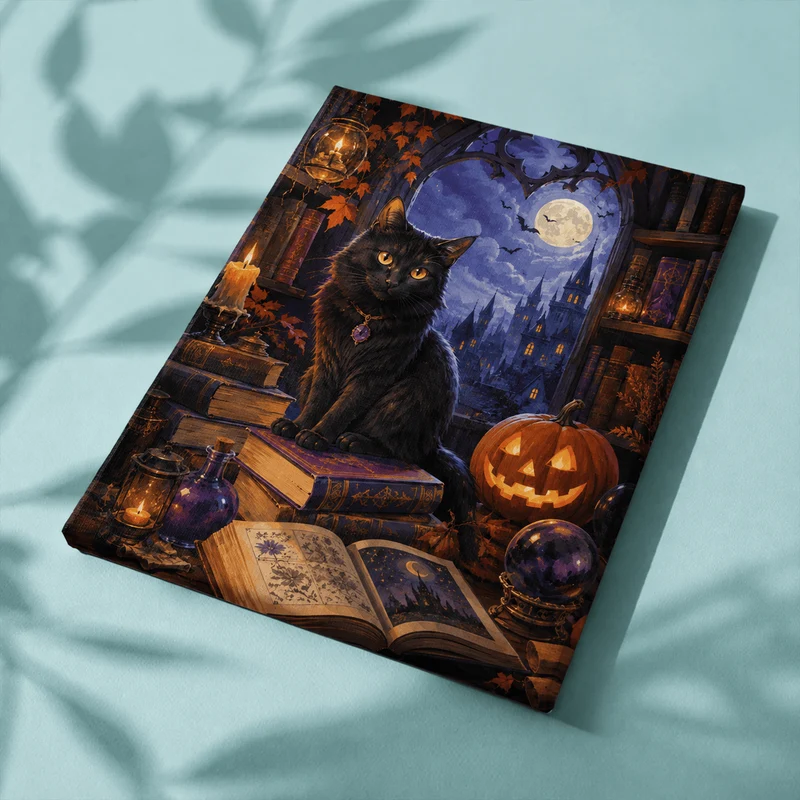 Malen nach Zahlen – Die Katze in der Zauberbibliothek