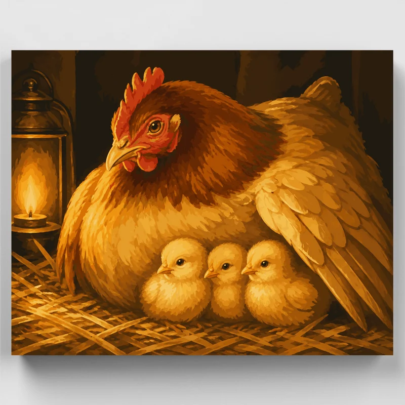 Hen and Chicks - Paint by Numbers Kit