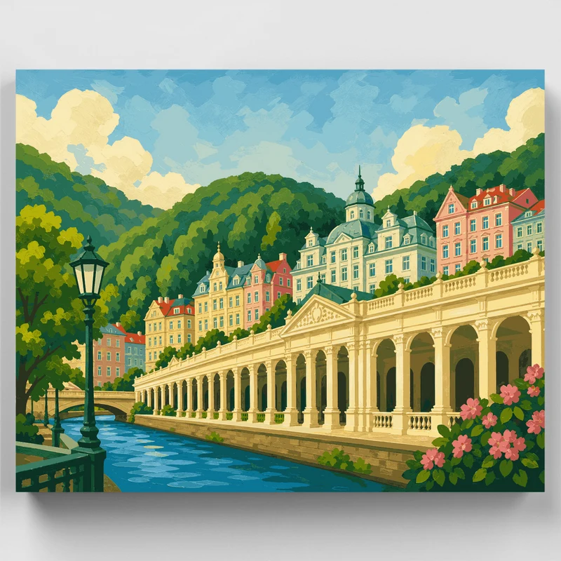 Karlovy Vary Colonnade - Paint by Numbers Kit