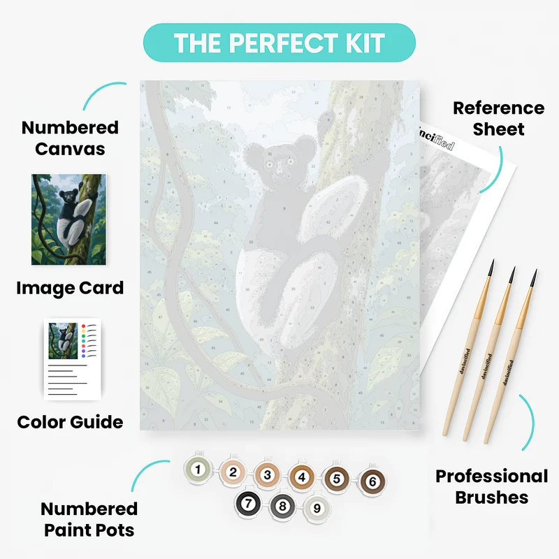 Indri Lemur Ascent - Paint by Numbers Kit