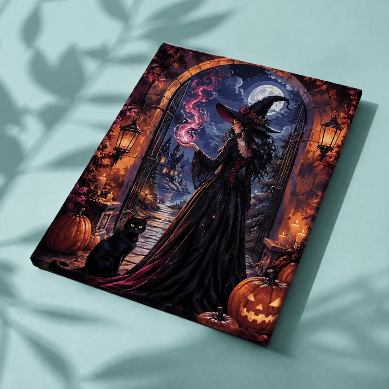 Malen nach Zahlen – Die Hexe im schwarzen Kleid