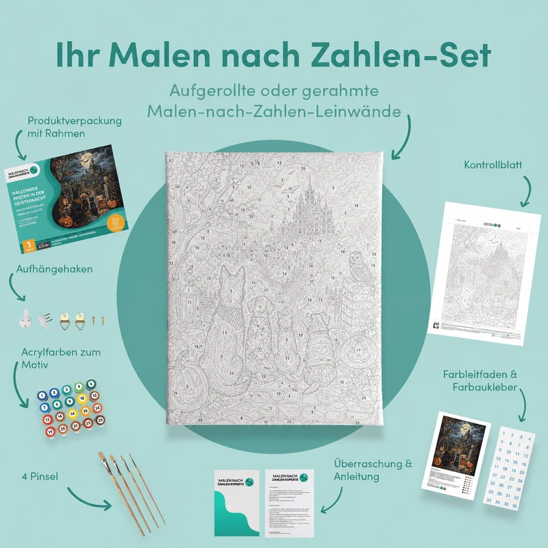 Malen nach Zahlen – Pfoten in der Geisternacht