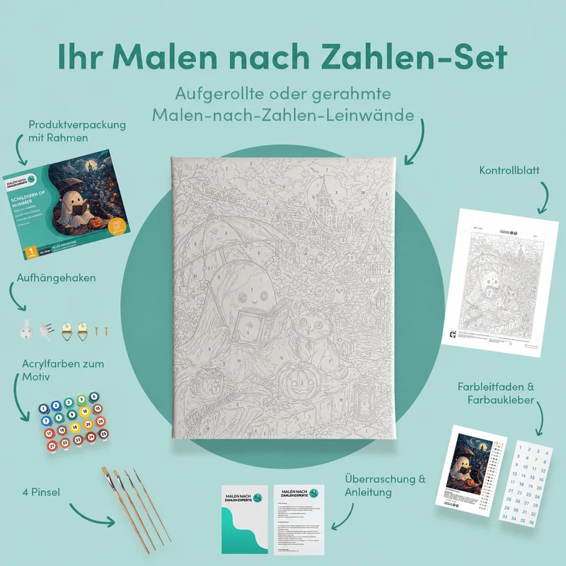 Malen nach Zahlen – Niedliche Spuknacht