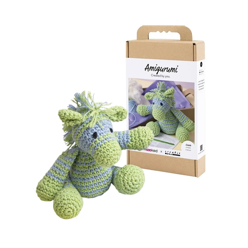 Creativ Company | Amigurumi Zebra Häkelset DIY Baumwolle hellblau hellgrün
