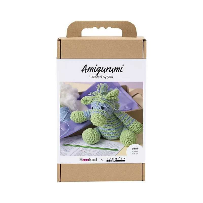 Creativ Company | Amigurumi Zebra Häkelset DIY Baumwolle hellblau hellgrün