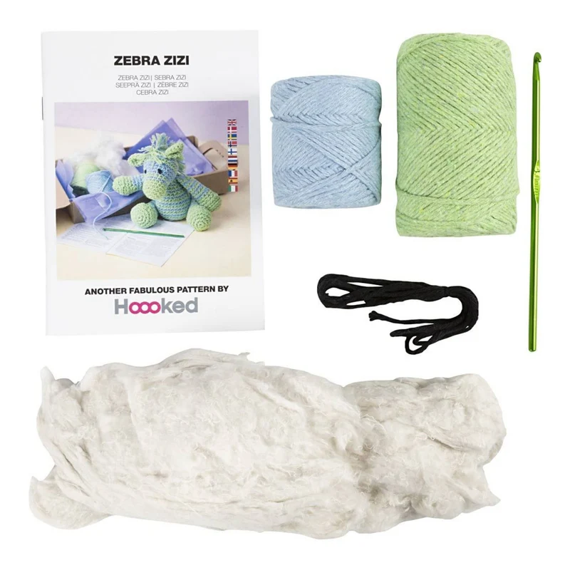 Creativ Company | Amigurumi Zebra Häkelset DIY Baumwolle hellblau hellgrün