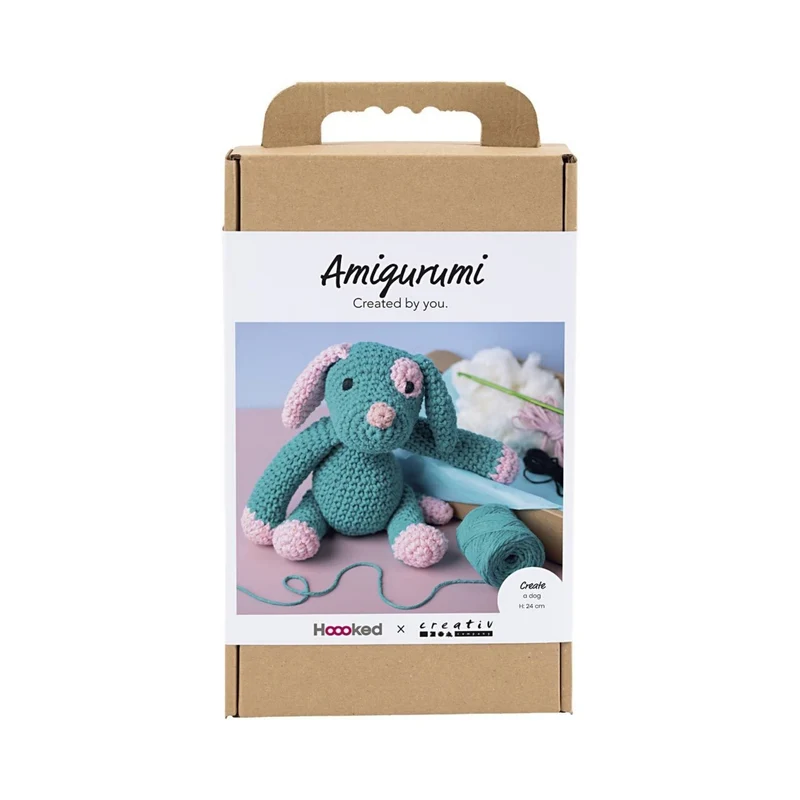 Creativ Company | Amigurumi Welpe Häkelset DIY Baumwolle pastellpink dunkeltürkis