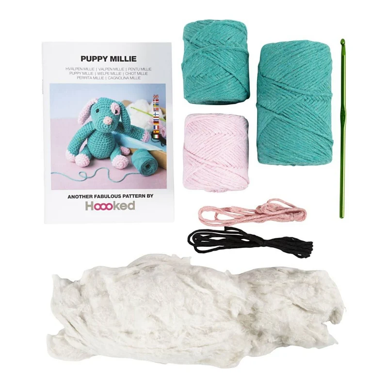 Creativ Company | Amigurumi Welpe Häkelset DIY Baumwolle pastellpink dunkeltürkis