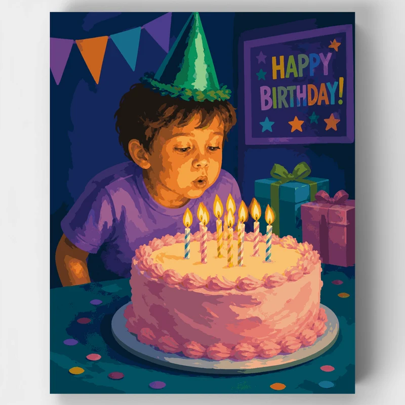 Birthday Wish Candles - Paint by Numbers Kit
