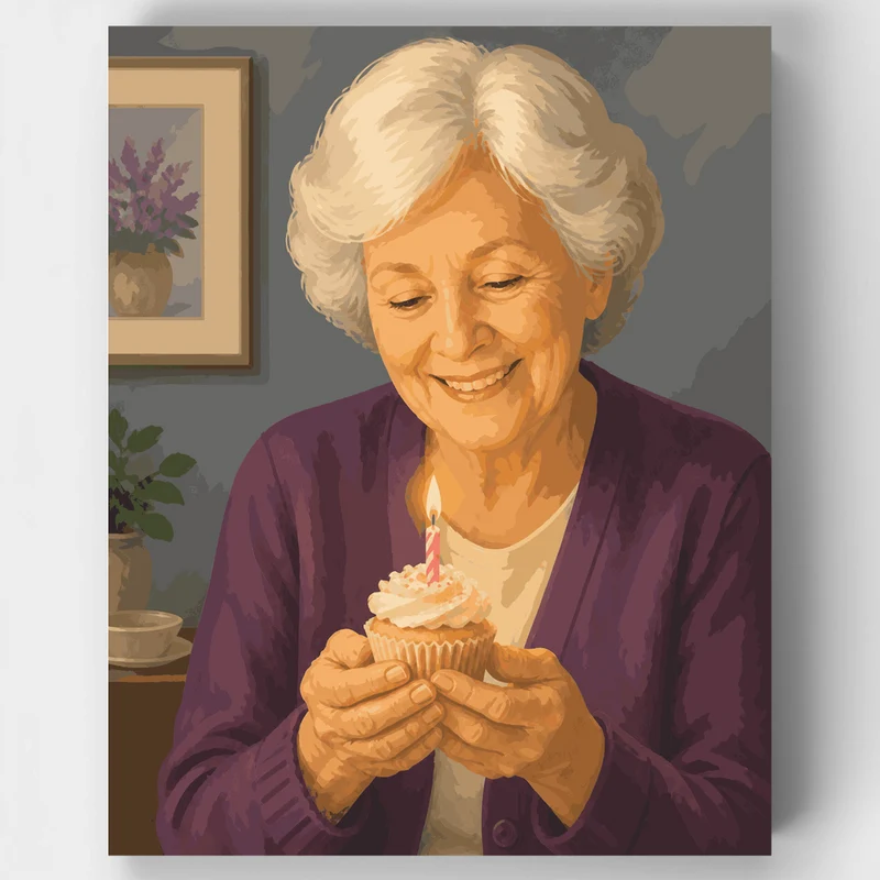 Cupcake Candle Wish - Paint by Numbers Kit