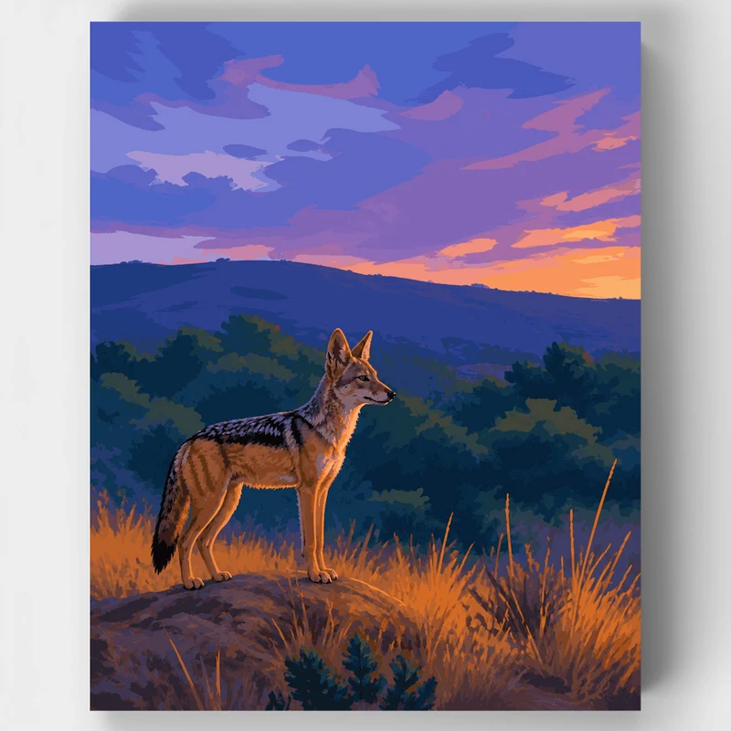 Black-Backed Jackal at Twilight - Paint by Numbers Kit