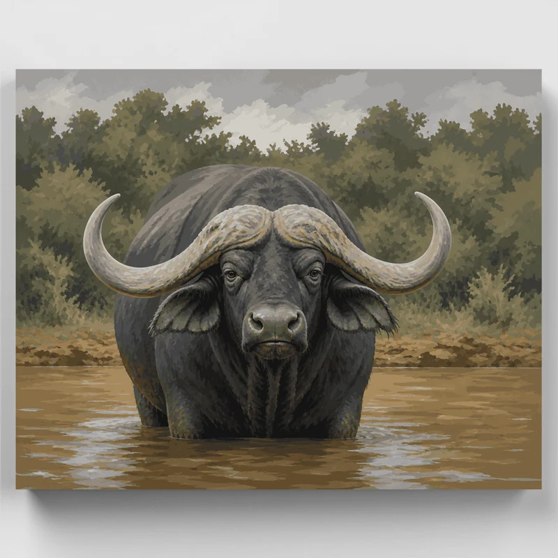 Buffalo at the Mudhole - Paint by Numbers Kit