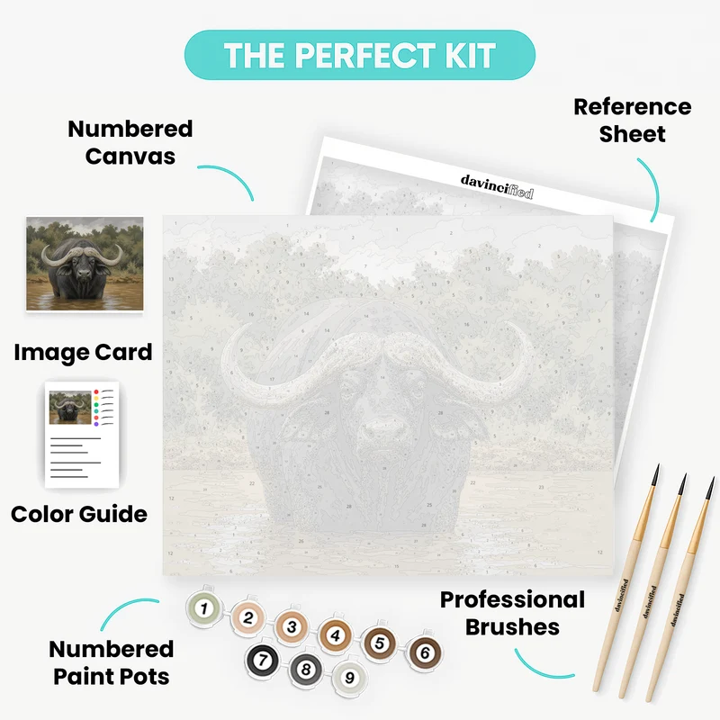 Buffalo at the Mudhole - Paint by Numbers Kit