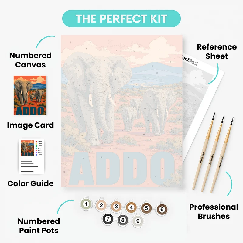 Addo Elephant Herd - Paint by Numbers Kit