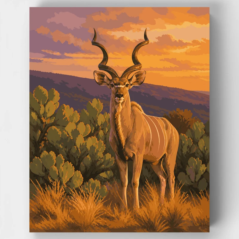 Kudu Bull at Sunset - Paint by Numbers Kit