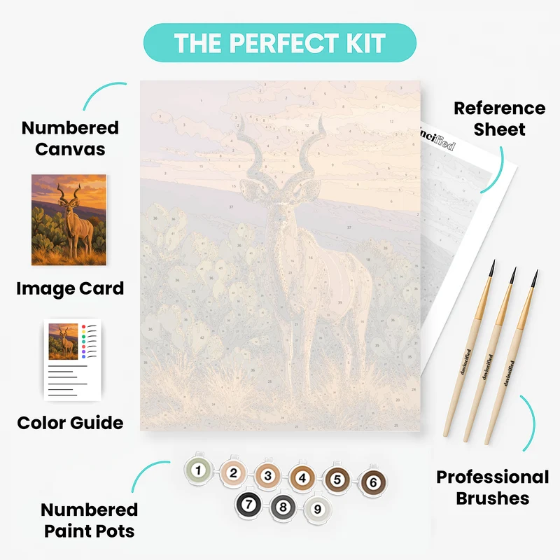 Kudu Bull at Sunset - Paint by Numbers Kit