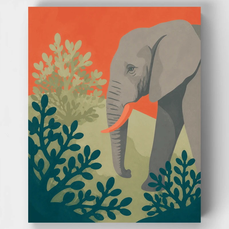Coral Tusk Elephant - Paint by Numbers Kit