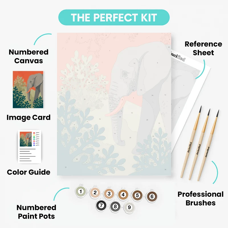 Coral Tusk Elephant - Paint by Numbers Kit