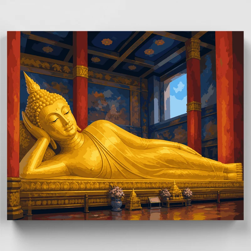 Golden Reclining Buddha - Paint by Numbers Kit