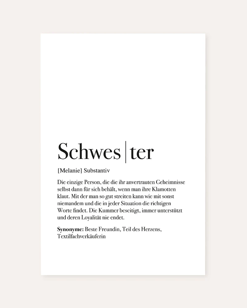 Definition Schwester - Poster