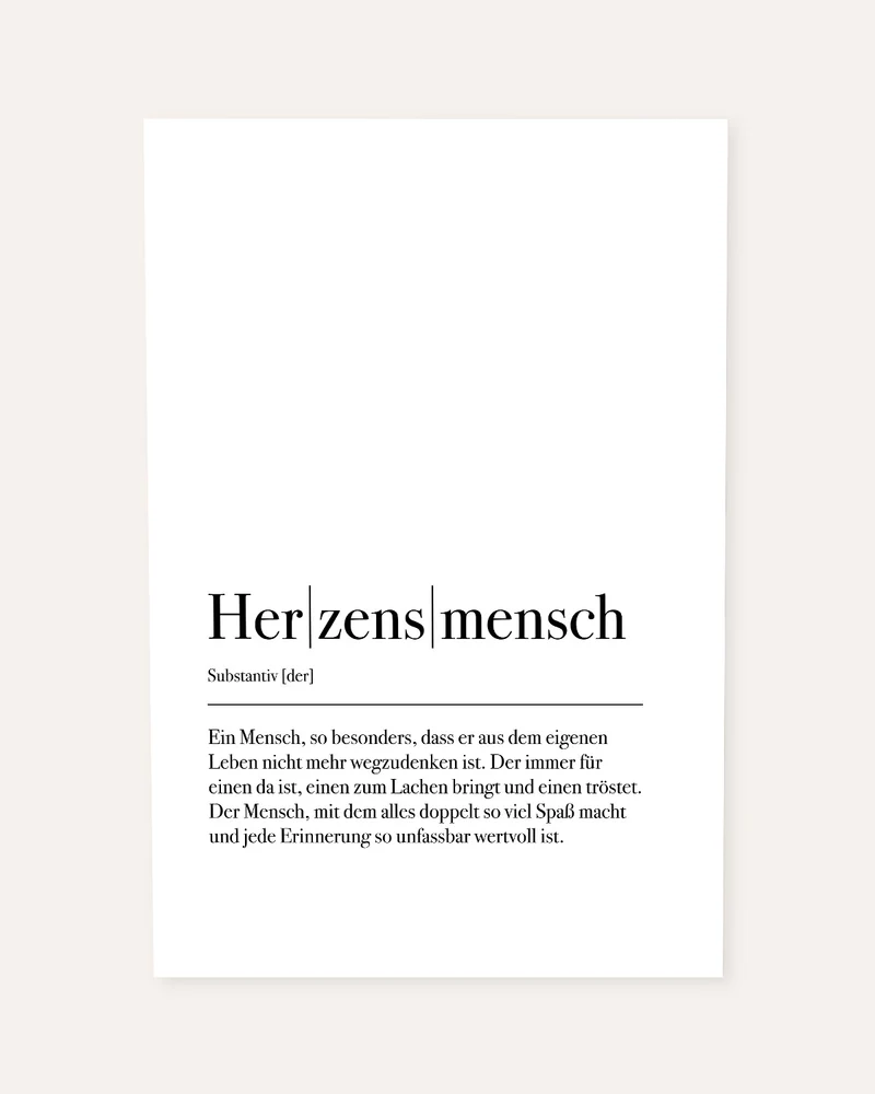 Definition Herzensmensch - Poster