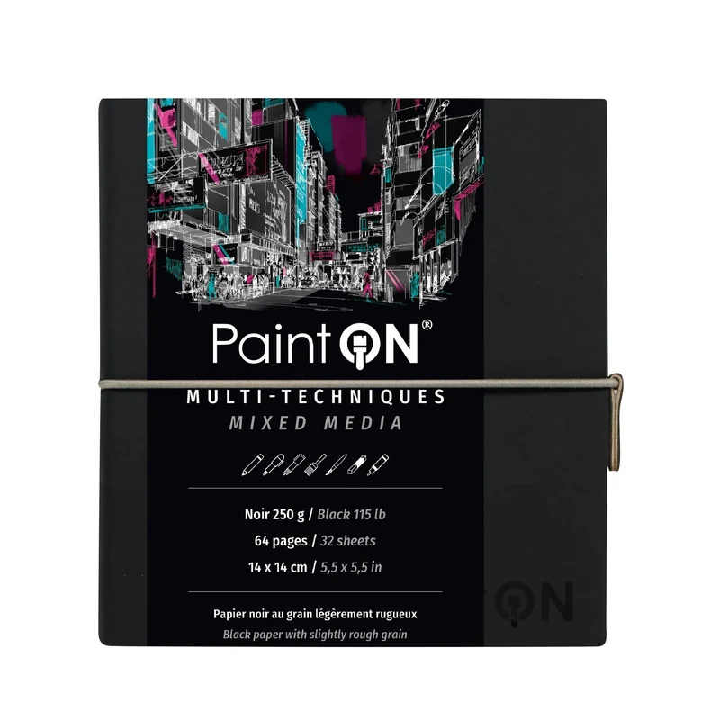 Blok papirjev Clairefontaine Paint'On črn 250 g/m² - 32 listov (A5 – 14 x 14 cm)