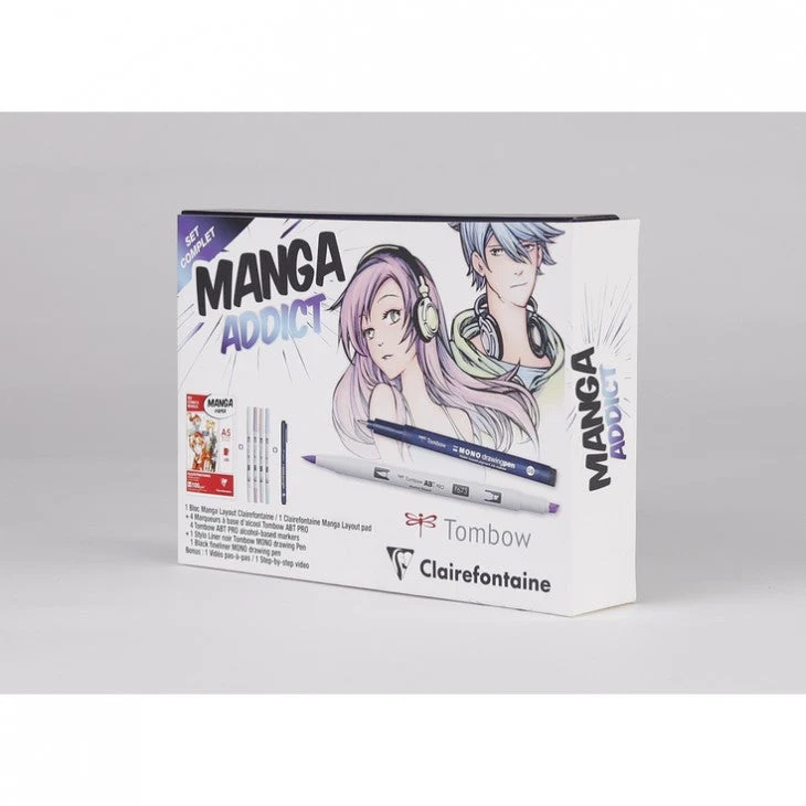 Комплект за рисуване на манга CLAIREFONTAINE Manga Addict Tombow A5 - 50 листа
