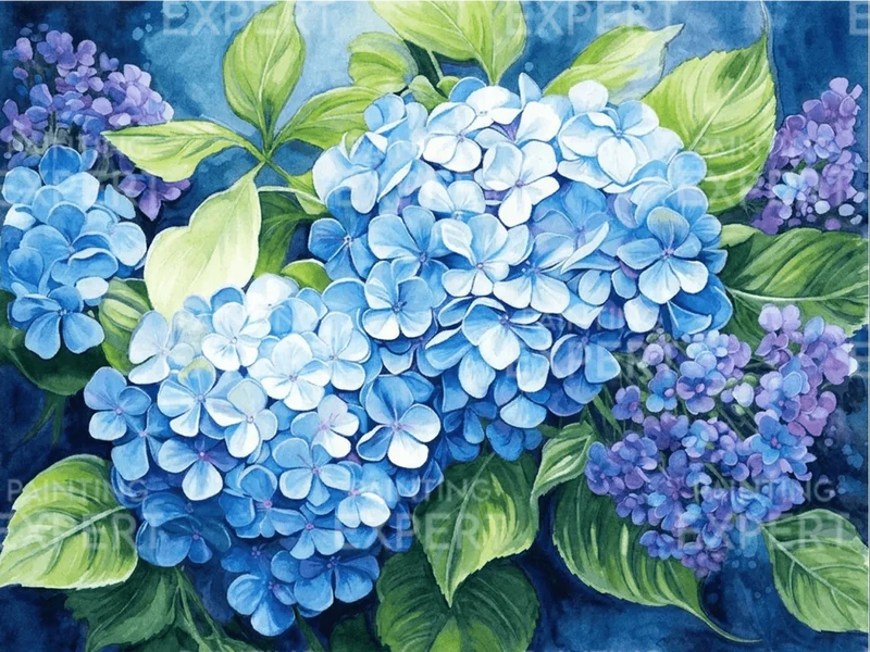 Malen nach Zahlen Blaue Hortensie