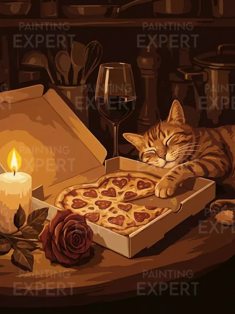 Malen nach Zahlen Purrperoni-Pizza