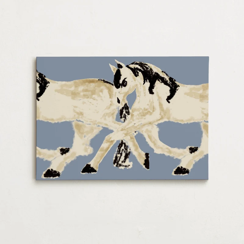 Canvas - Trotting With Friends - Milky Blue