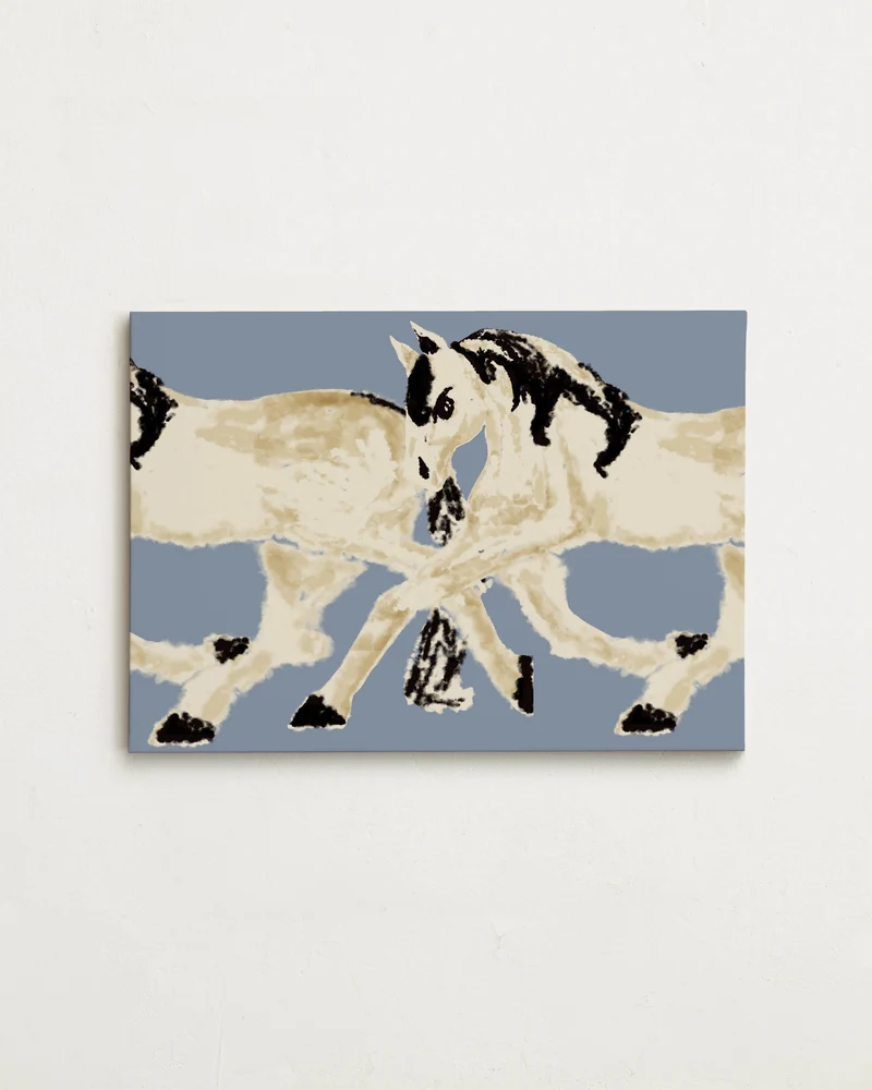 Canvas - Trotting With Friends - Milky Blue