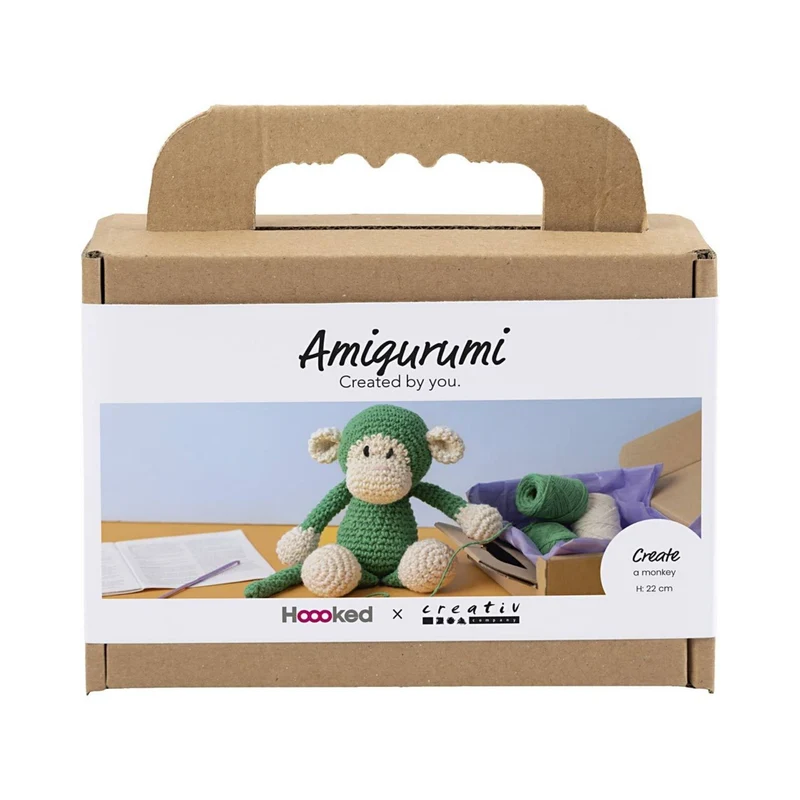 Creativ Company | Amigurumi Affe Häkelset DIY Baumwolle grün creme