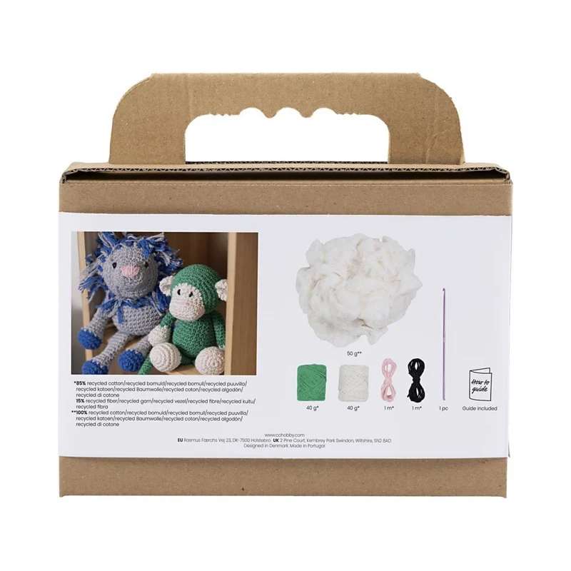 Creativ Company | Amigurumi Affe Häkelset DIY Baumwolle grün creme