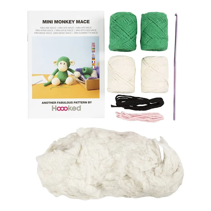 Creativ Company | Amigurumi Affe Häkelset DIY Baumwolle grün creme